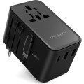 Choetech 6932112106896 PD5022 70W EU/US/AUS/UK Travel Adapter with Built-in USB-C Cable - Black