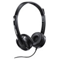 Rapoo H100-BLACK H100 Wired Stereo Headsets - HD Voice Rotary Microphone Volume Adjustment 3.5mm Headphones with Audio split adapter cable.