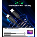 Choetech 6932112104342 XCC-1036 240W PD 3.1 USB-C Cable 48V 5A Braided for Phone & Macbook 2M