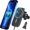 Choetech 6971824979923 T200-F-NKP (301) MagLeap Magnetic Wireless charging Pad + Dual USB-C Car Charger Combo Pack with 1M cable Black