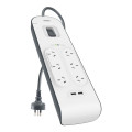 Belkin BSV604AU2M SURGEPLUS 6-OUTLET USB (2.4A) SURGE PROTECTOR WITH 2M CORD