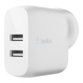 Belkin WCB002AUWH BoostCharge Dual USB-A Wall Charger 24W - White , 2xUSB-A (12W), 24W/4.8 amps, CEW $2500, 2 Years Warranty
