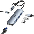 BENFEI 6971785943582 000386GY USB-C + USB 3.0 to Gigabit RJ45 + 3 Port USB 3.0 Hub Compatible with Mac