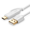 UGREEN 6957303831715 30171 USB 2.0 Type A Male to Micro USB & Type-C Cable White 1M