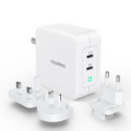 Choetech 6932112105868 PD6008 GAN dual USB-C 100W AC adapter + Free travel charger ( US/EU/UK/AU) White