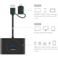 UGREEN 6957303848508 40850 USB3.0+USB-C 2 in 1 to USB-3.0 4 Port Hub Black with 1M cable