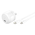Belkin WCA008AU1MWH-B5 BoostCharge Compact 30W USB-C (PD 3.1) Wall Charger + USB-C to Lightning Cable - White ,$2500 CEW, 2 Years Warranty