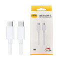 USP 6972475750596 60W USB-C to USB-C Mini Cable (1M) White - 3A , Fast Charge, High Performance, Samsung Galaxy,Apple iPhone,iPad,MacBook,Google, 5 Years Warranty