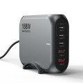 USP 6976552041621 188W GaN 5 Ports USB-C PD Laptop Wall Charger Black - 3x USB-C, 2x USB-A, Efficiently, High Quality, Tablet, Laptop, iPhone, 5 Years Warranty
