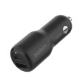 Belkin CCB005BTBK BoostCharge Dual 42W Car Charger - Black , 1xUSB-C (30W), 1xUSB-A (12W), Best for Apple & Samsung,$2,500 CEW, 2 Years Warranty