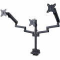 StarTech 3MP2AG-MONITOR-ARM Triple Monitor Desk Mount For Up To Three 27in Screens, VESA 75x75/100x100, Tool-Less Arm Adjustments, C-Clamp/Grommet - Triple monitor desk mount for 27in displays, VESA 75x75/100x100; Spring-assisted arms w/multiple toolless