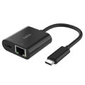 Belkin INC019BTBK Connect USB-C to Ethernet + Charge Adapter(100W)- Black, Gigabit Ethernet,100W PD, 10/100/1000Mbps,USB-C PD 3.0,2 Years Warranty