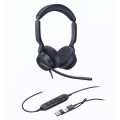 Yealink UH46-D-UC-C/A UH46 Dual UC USB-C/A Unified Communications USB Wired Headset 3-Noise-Canceling Microphones 35mm Speaker Busylight Leather Controller