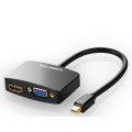 UGREEN 6957303814398 10439 mini dp male to VGA female+HDMI female converter cable--Black