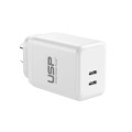 USP 6976552041607 45W Dual Port USB-C PD GaN Fast Wall Charger - White, Charge Two Device Simultaneously,Compact and Lightweight, 5 Years Warranty