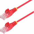StarTech N6PAT100CMRDS 1m Red Slim CAT6 Ethernet Cable, Snagless RJ45, UTP, LSZH, 28AWG Pure Bare Copper, Slim Network Patch Cord - Slim UTP Cat6 Cable supports 10Gbps and 100W PoE; Ideal for crowded installations; 36% slimmer for improved airflow; Low Ne