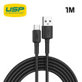 USP 6972890207040 BoostUp Braided USB-C to USB-A Cable (1M) Black -3A, Fast Charge, Samsung Galaxy,Apple iPhone,iPad,MacBook,Google,OPPO,Nokia,5 Years Warranty
