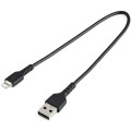 StarTech RUSBLTMM30CMB 30cm (12inch) Durable Black USB-A to Lightning Cable - Heavy Duty Rugged Aramid Fiber USB Type A to Lightning Charger/Sync Power Cord - Apple MFi Certified iPad/iPhone 12