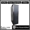 LDR WB-NC604215B Assembled 42U Server Rack Cabinet (600mm x 1000mm) Glass Door, 1x 8-Port PDU, 1x 4-Way Fan, 2x Fixed Shelves - Black Metal Construction