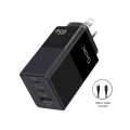 Just You PC NB-PD65CCAB Oxhorn 65W GaN Type C fast Charger 3 Port 2xUSB-C 1xUSB-A PD3.0 QC4.0 PPS AUS Approved C-tick Black with 1m cable