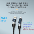 KIVEE 6941256112359 CT10 4 way Multi-function 5A Fast Charging Cable for Lightning/USB/USB-C - 1M Black