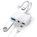USP DPADAC35MM Lightning/USB-C to USB Adapter features a USB OTG Port, 3.5mm Headphone Jack & Fast-charging Port, 5 Years Warranty