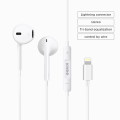 KIVEE 6941256101773 KV-MT30 Wired Half In Ear Lightning Interface HiFi Stereo Earphones with Mic1.2M White