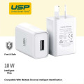 USP 6972475750435 10W USB-A Fast Wall Charger - White, Intelligent Chip, Smart Charging, Output Voltage DC5V/3A, Output Current 2A max, 5 Years Warranty