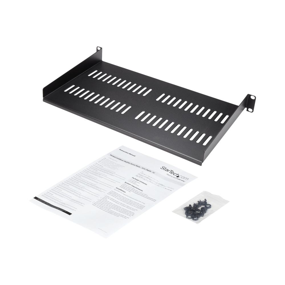StarTech CABSHELFV1U 1U 19" VENTED SERVER RACK CABINET CANTILEVER SHELF - 10" DEEP, LTW - Image 6