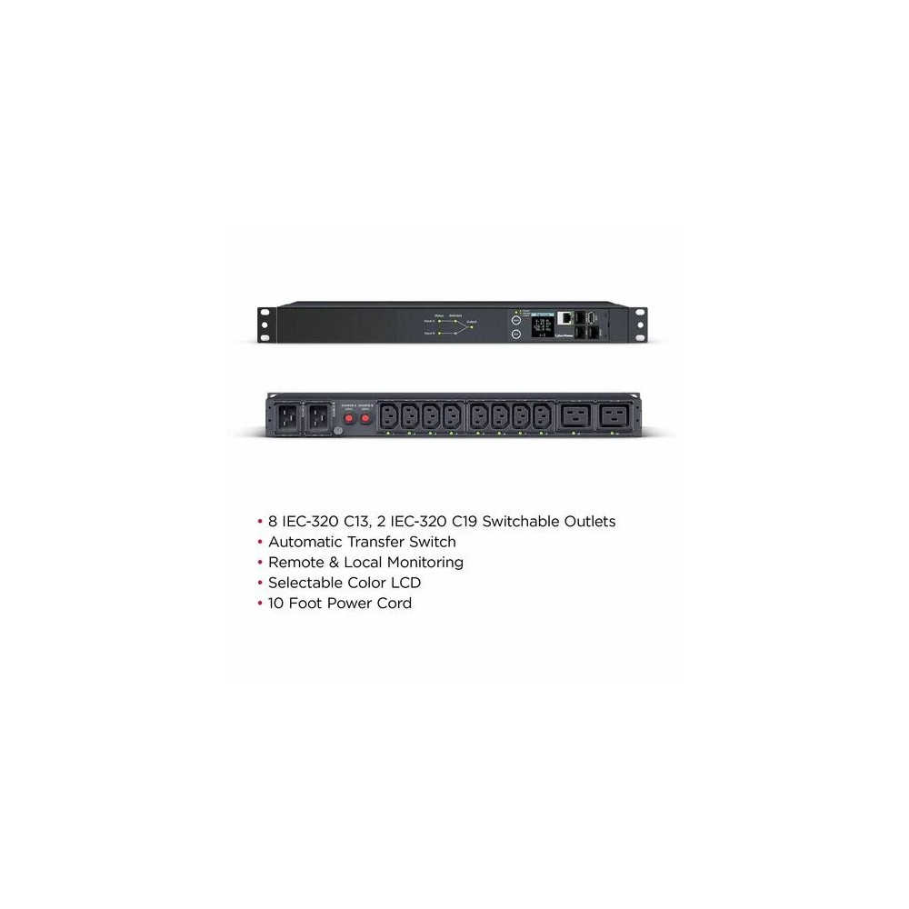 CyberPower PDU44005 Systems Switched Automatic Transfer Switch 16Amp input/output - SNMP Network Connection - 8x IEC C13 2 x IEC C19 out - IEC 320 C202 in - 3 Yrs Adv. Replacement WTY - Image 7