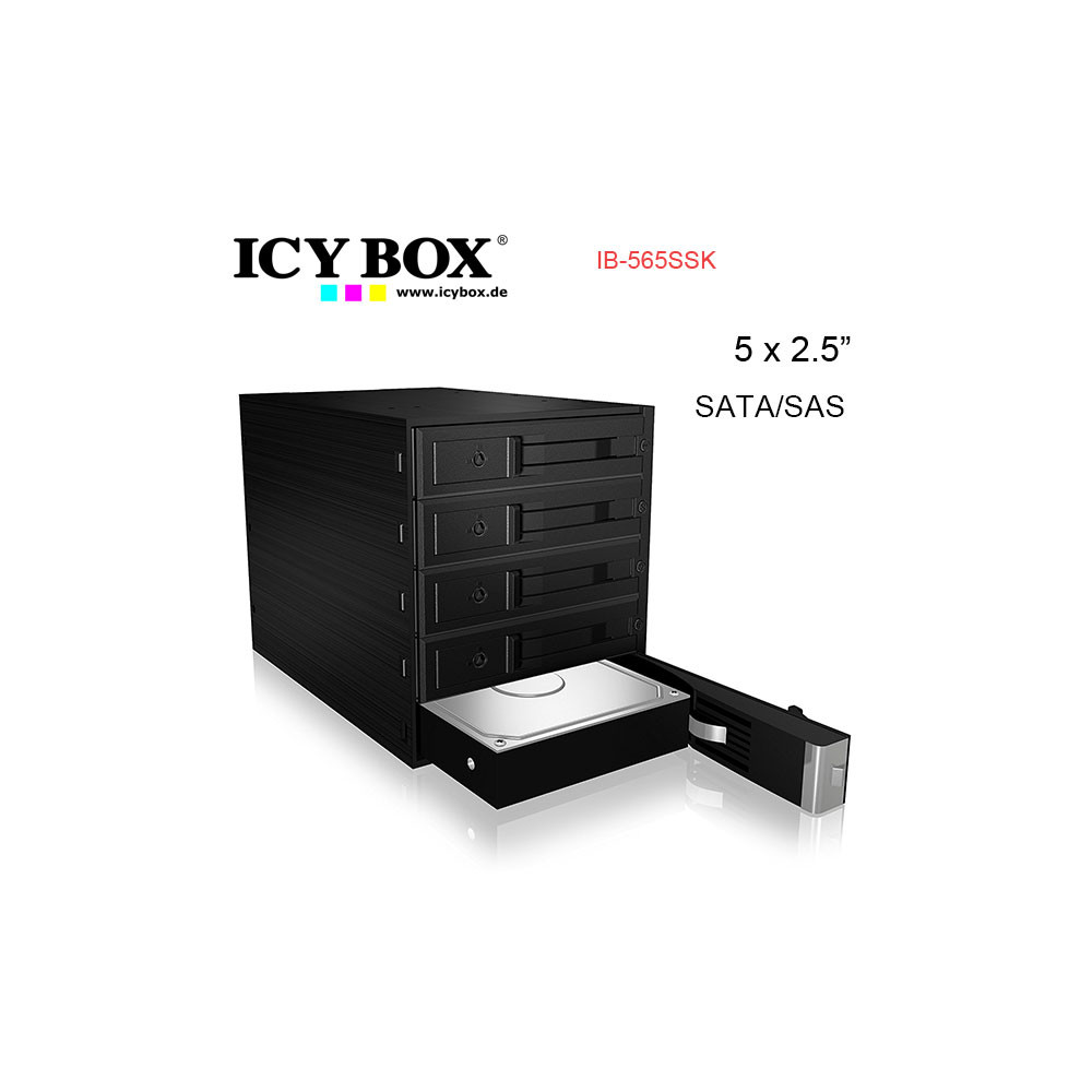 ICY BOX HDDICY565SSK Backplane for 5x 3.5" SATA or SAS HDD in 3x 5.25" bay (IB-565SSK) - Image 1