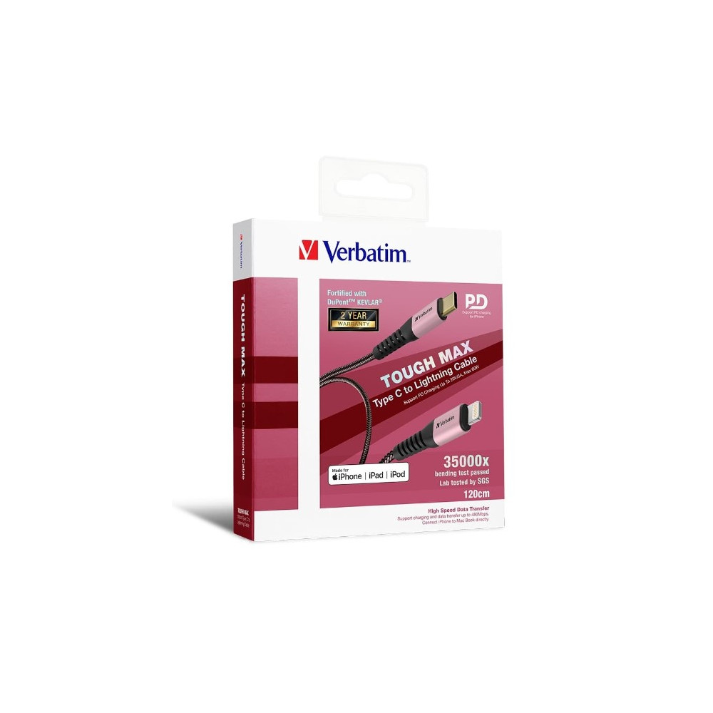 Verbatim 66050 Type C to Lightning Cable with Kevlar 120cm Rose Gold - Image 1