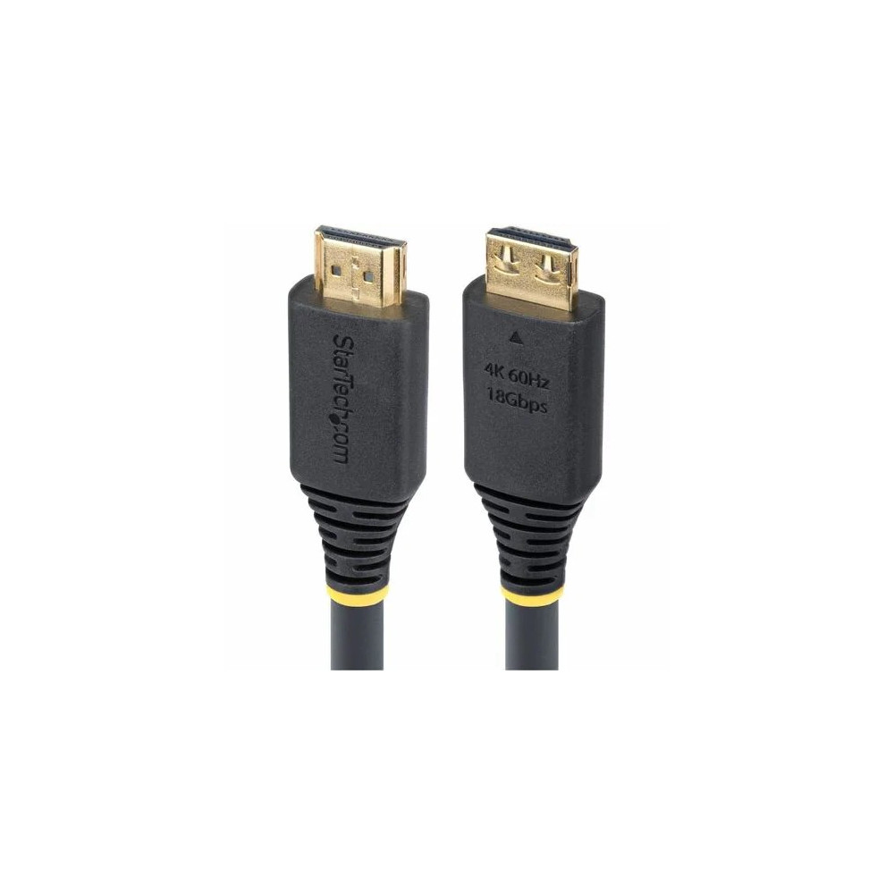 StarTech HDMI2-CABLE-GRIP-20F 20ft (6.1m) High Speed HDMI Cable with Gripping Connectors, 4K 60Hz/1440p 144Hz 18Gbps, UHD HDMI Cord, TPE Jacket - High Speed HDMI Cable w/gripping connectors to minimize accidental disconnection; Supports 4K 60Hz  - Image 1
