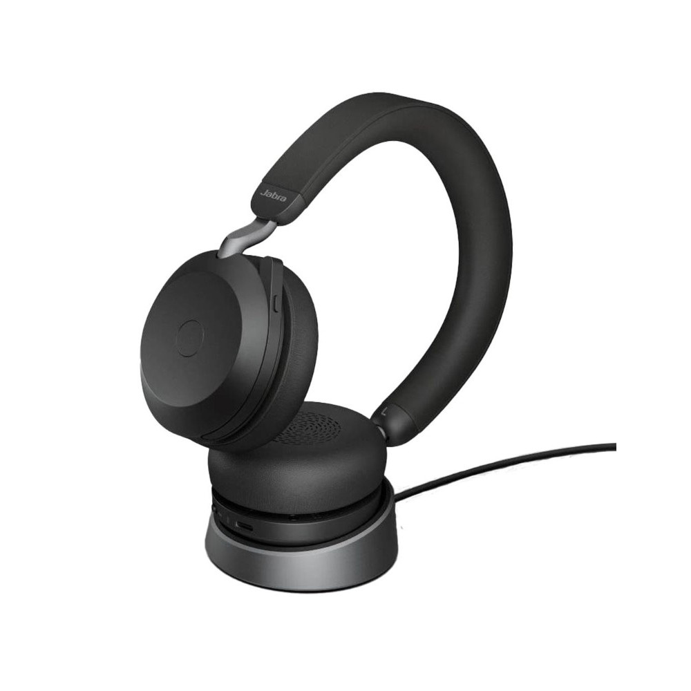 Jabra 27599-999-889 Evolve2 75 USB-C Link380c MS Stereo Stand Black, 8-Mic Technology, 36 Hours Battery & Fast Charge, Dual-Foam Tech, Discreet Hide-Away Boom Arm - Image 1