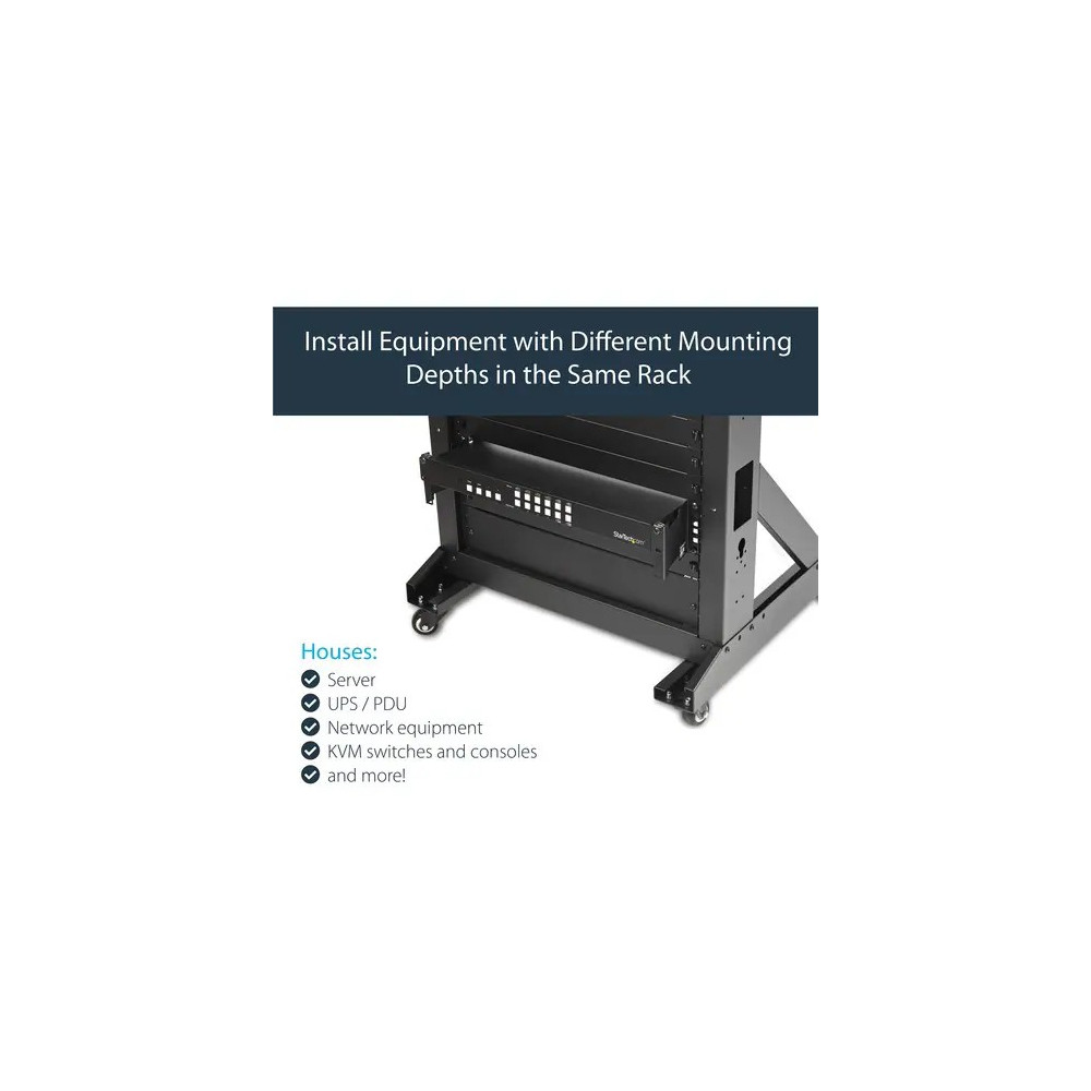 StarTech RDA2U 2U Server Rack Depth Extender Adapter Kit - Recess or Extend 4" - TAA Complaint - 58.97 kg Load Capacity - Steel - 1 Each - Image 8