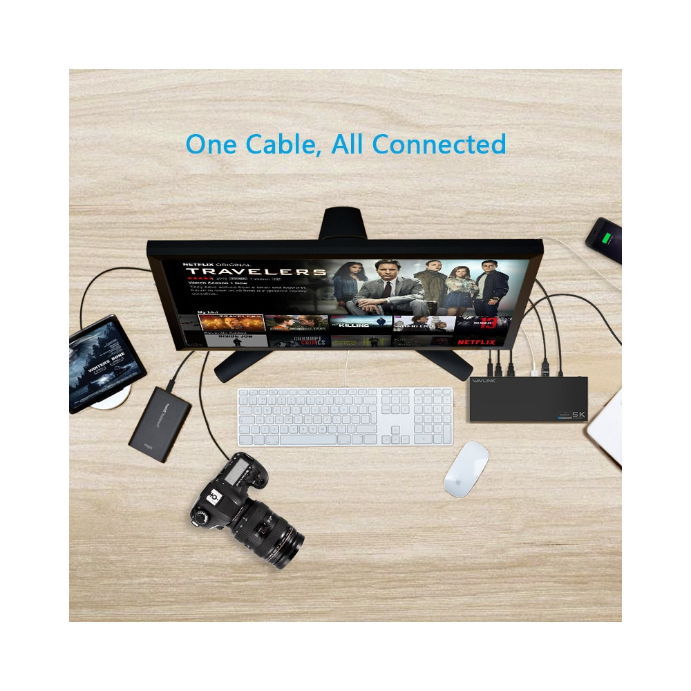 Wavlink USBWINWLUG69DK1 USB-C Ultra 5K Laptop Docking Station with 6x USB3.0, 4K Dual Video Outputs, Gigabit Ethernet, Audio WL-UG69DK1 - Image 3