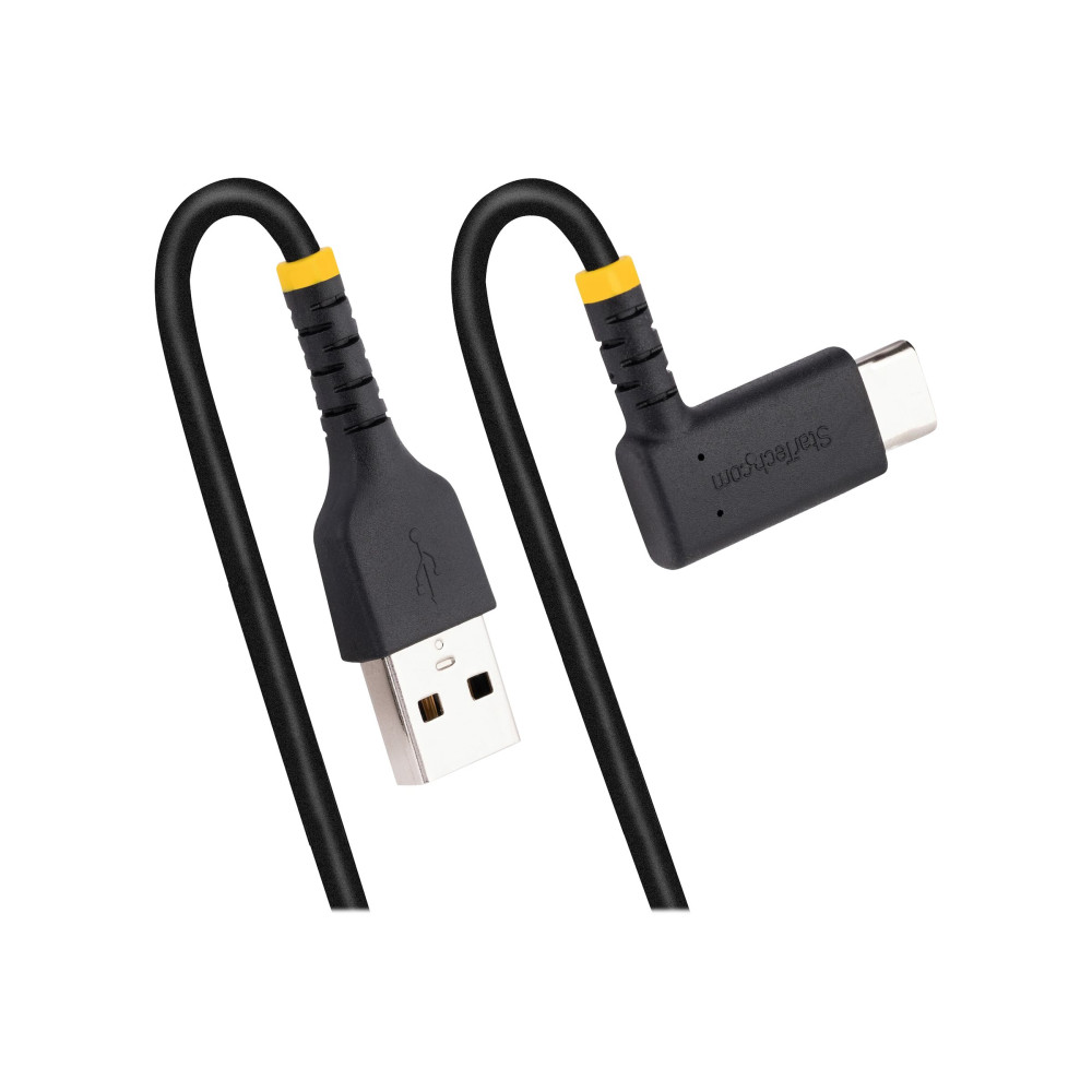 StarTech R2ACR-30C-USB-CABLE 1FT (30CM) USB-A TO USB-C FAST CHARGING CABLE, RUGGED, RIGHT-ANGLED, CHARGE & - Image 3