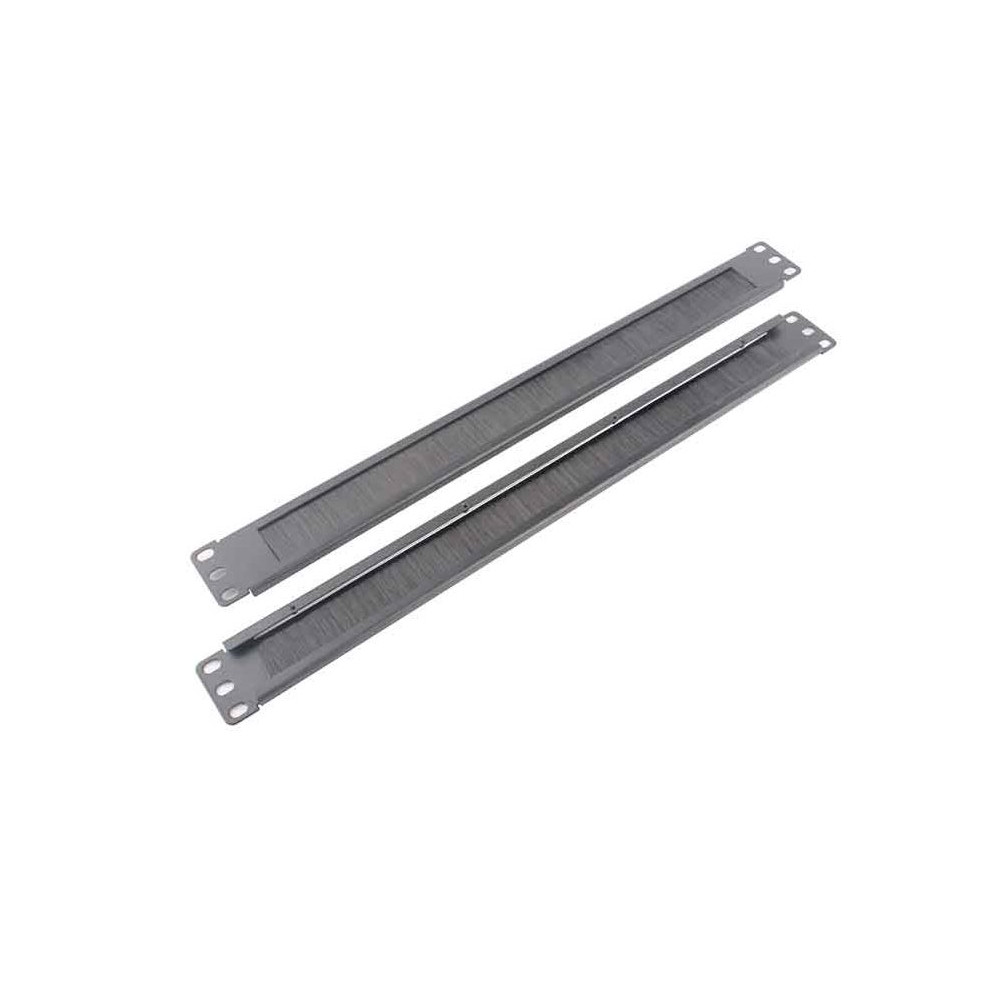 LDR WB-CA-01 1U 19' Cable Management Brush Rail (Brush Panel) - Black Metal Construction - Image 1