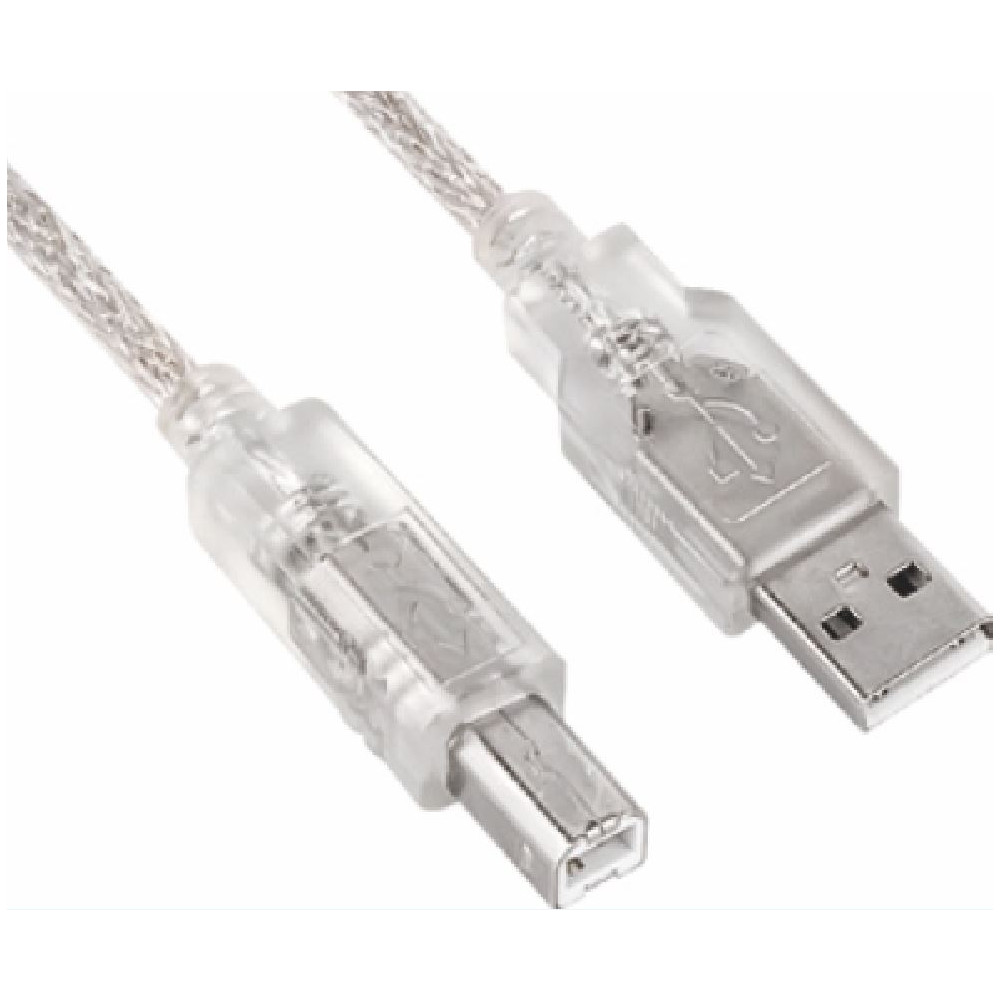 Astrotek AT-USB-AB-5M USB 2.0 Printer Cable 5m - Type A Male to Type B Male Transparent Colour replaces CBUSBAB5M - Image 1