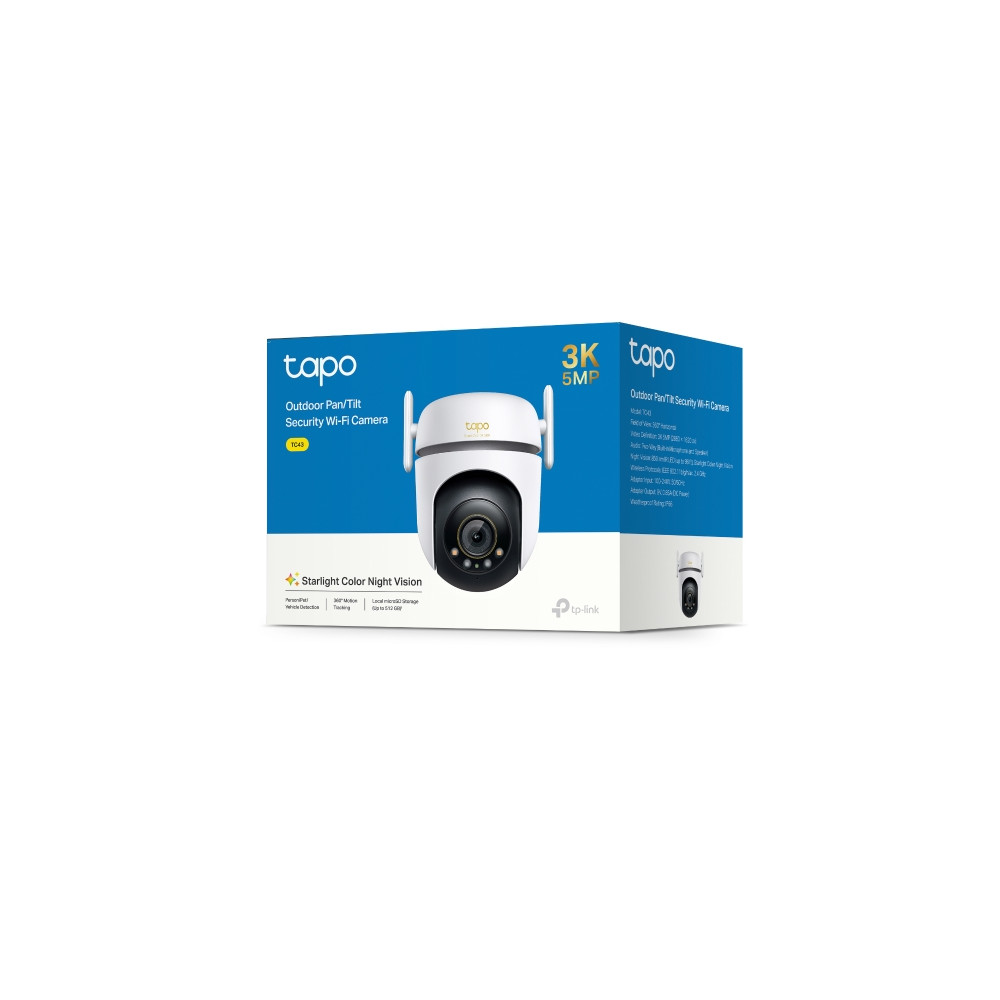 TP-LINK TC43 Outdoor Pan/Tilt Security Wi-Fi Camera, 3K 5MP Live View, Starlight Colour Night Vision, 360° All-Round Protection - Image 1