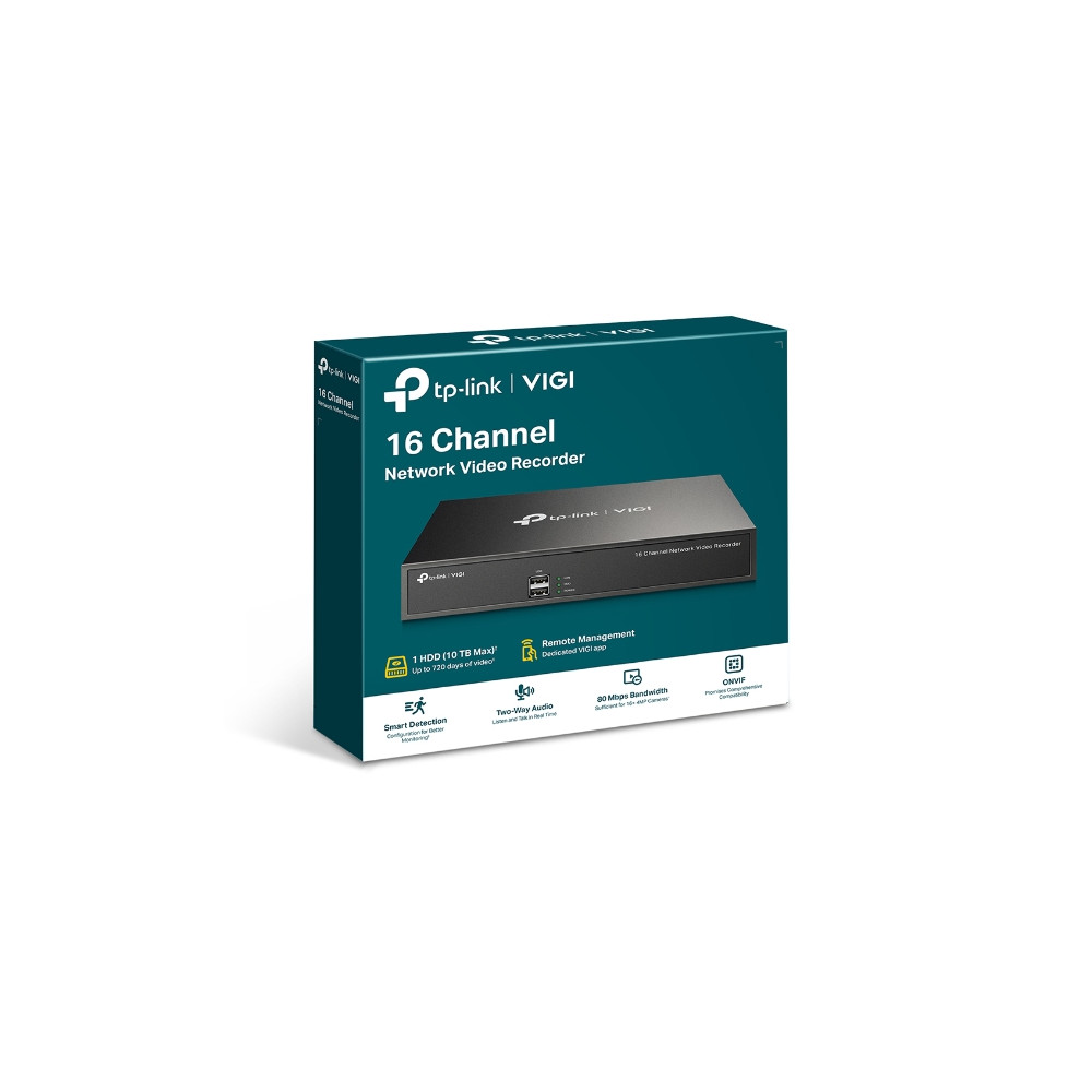 TP-LINK VIGI NVR1016H (CH) 16 Channel Network Video Recorder, 24/7 Continuous Recording, Up To 10TB, 16 Channel Live View, UpTo 8MP (HDD Not Included) - Image 1