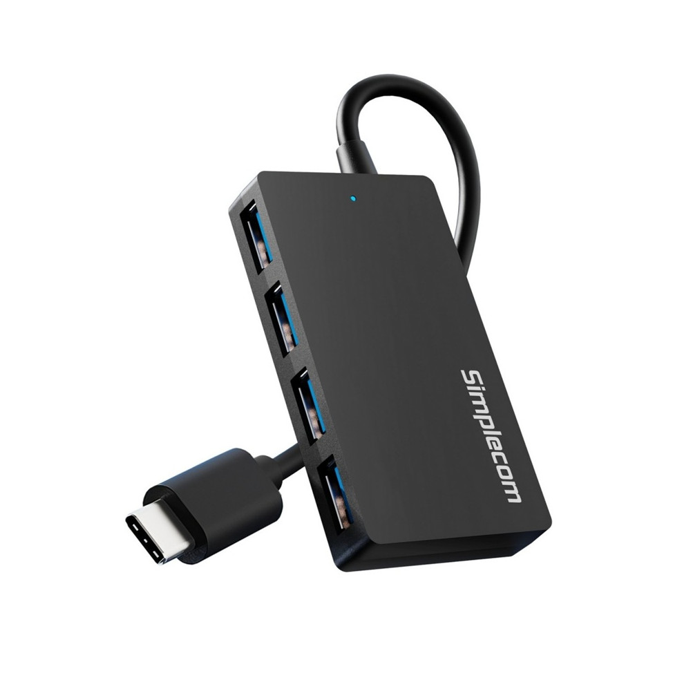 Simplecom CH352 USB-A to 4xPort SuperSpeed USB 3.2 Gen1, 5Gbps, plug & play, bus-powered, ABS, 76×41×11mm, 35g, 15cm cable, Win/macOS/Linux compatible - Image 1