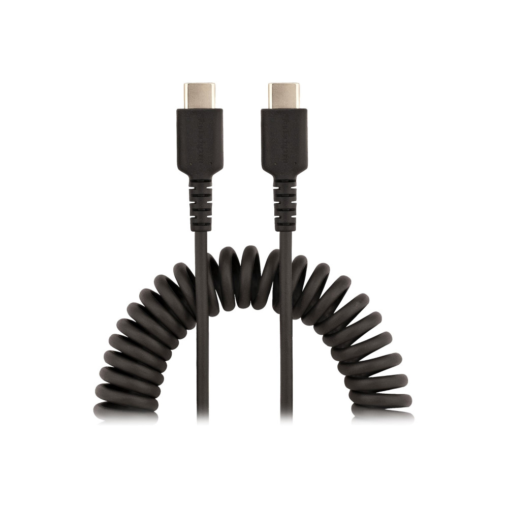 StarTech R2CCC-50C-USB-CABLE 1.6FT (50CM) USB-C FAST CHARGING CABLE, RUGGED, COILED, CHARGE & SYNC, 3A, US - Image 1