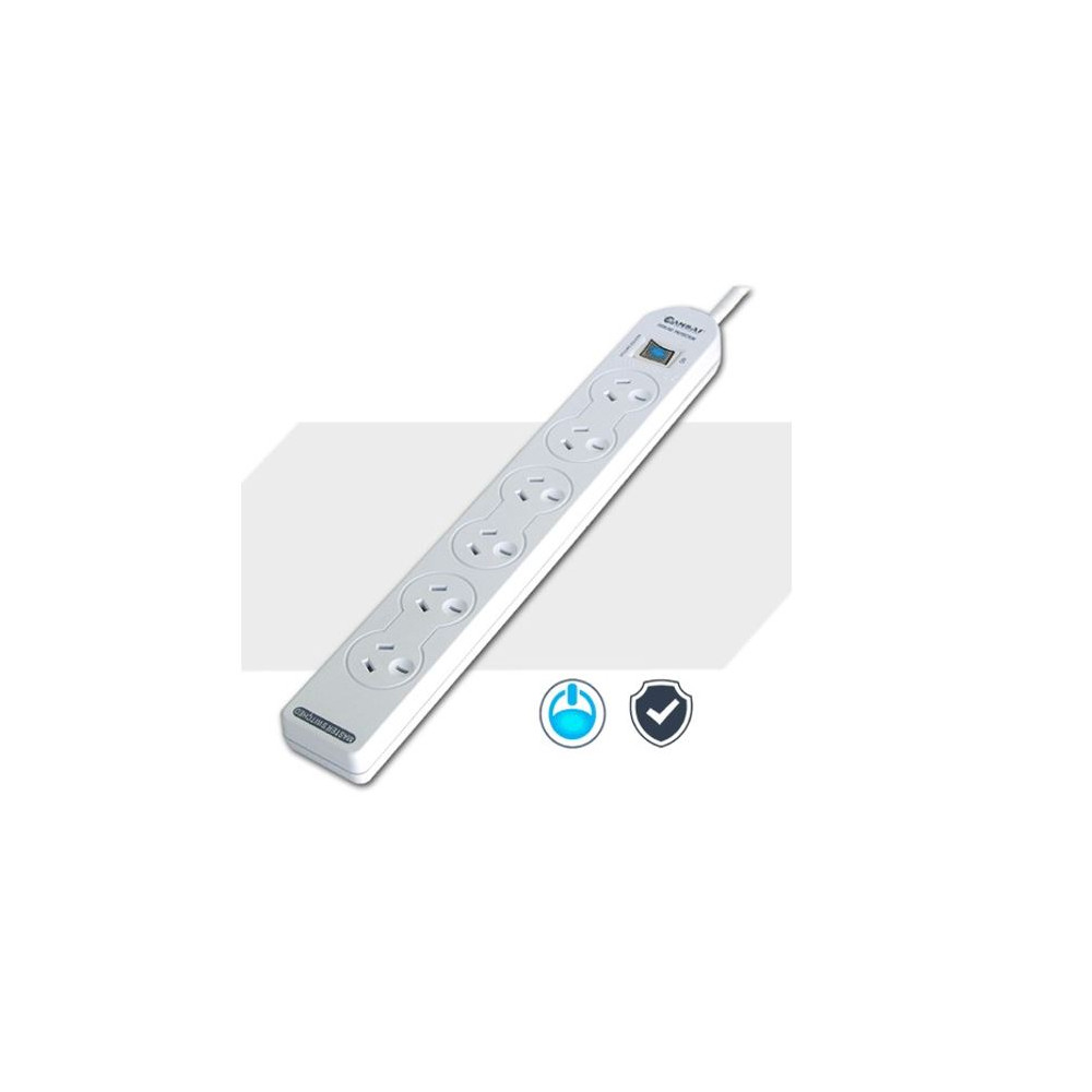 Generic PAD-137P Sansai 6-Way Power Board (137P) with Master Switch Overload Protecte Reset button Indicator Light 100CM Lead 240VAC 10A - Image 1