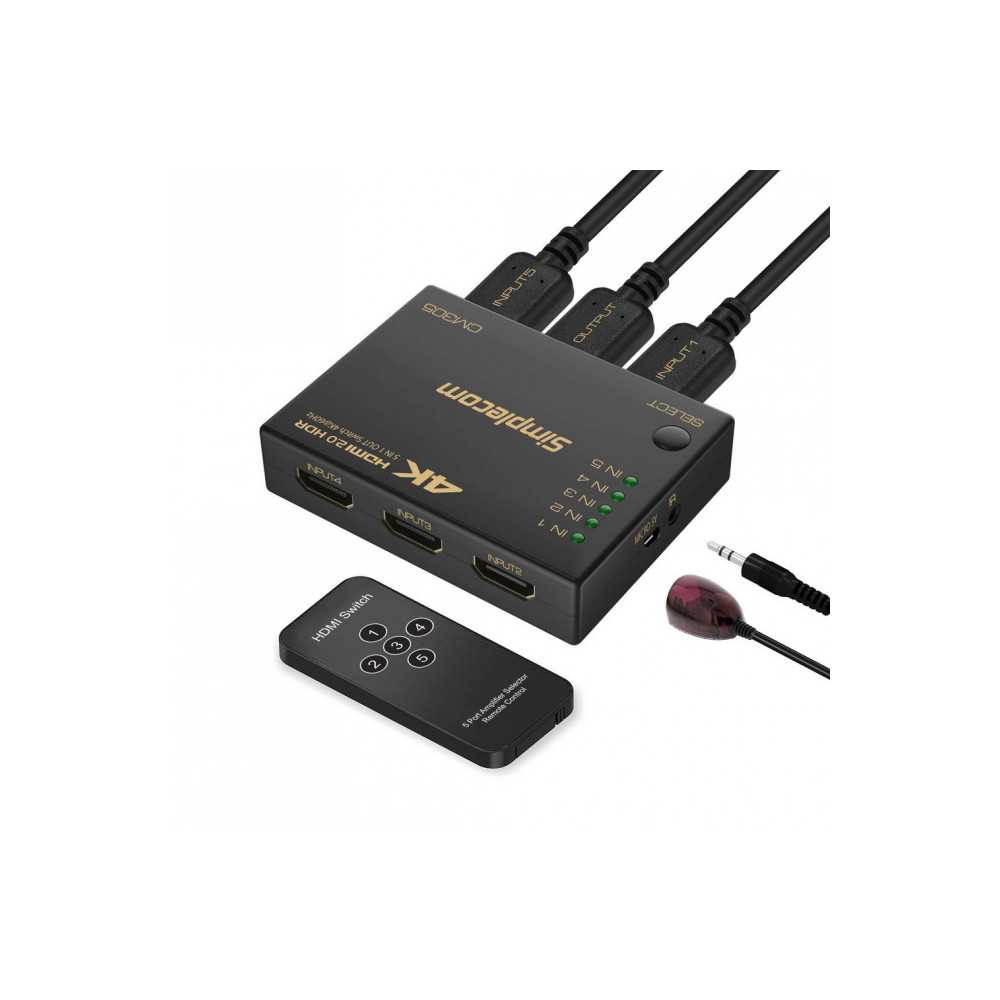 Simplecom CM305 Ultra HD 5 Way HDMI Switch 5 IN 1 OUT Splitter 4K@60Hz - Image 1