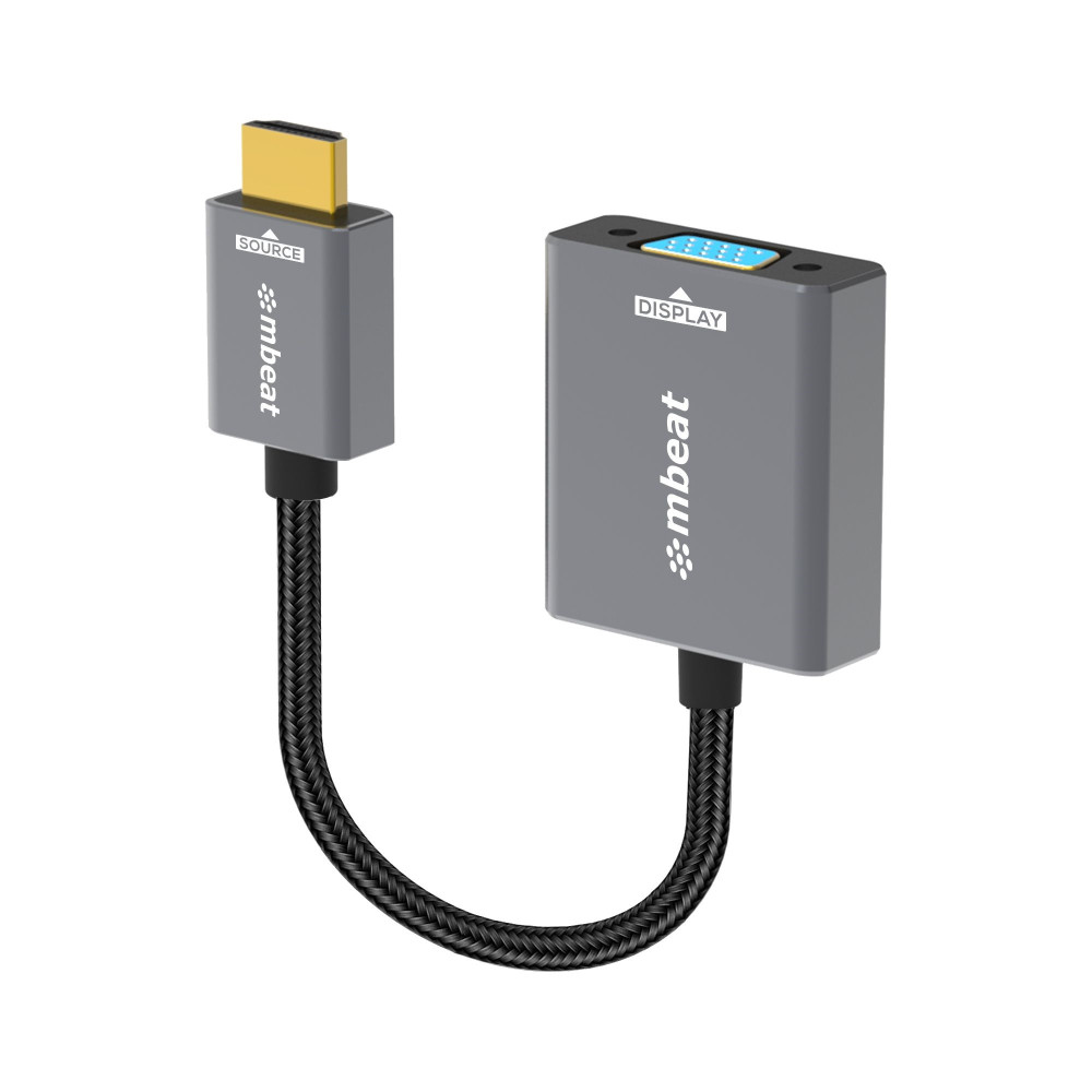 MBEAT MB-XAD-HDVGA Tough Link HDMI to VGA Adapter HDMI Support Version: 2.1 Cable Length: 15cm Up to 1080p@60Hz (1920×1080).Package Weight: 61.7g - Image 1