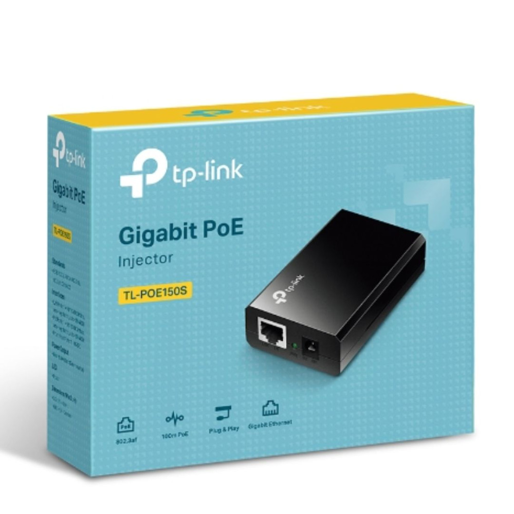 TP-LINK POE150S Omada PoE Injector Adapter, IEEE 802.3af compliant, Data and power carried over the same cable up to 100 meters, plastic case, pocket - Image 1