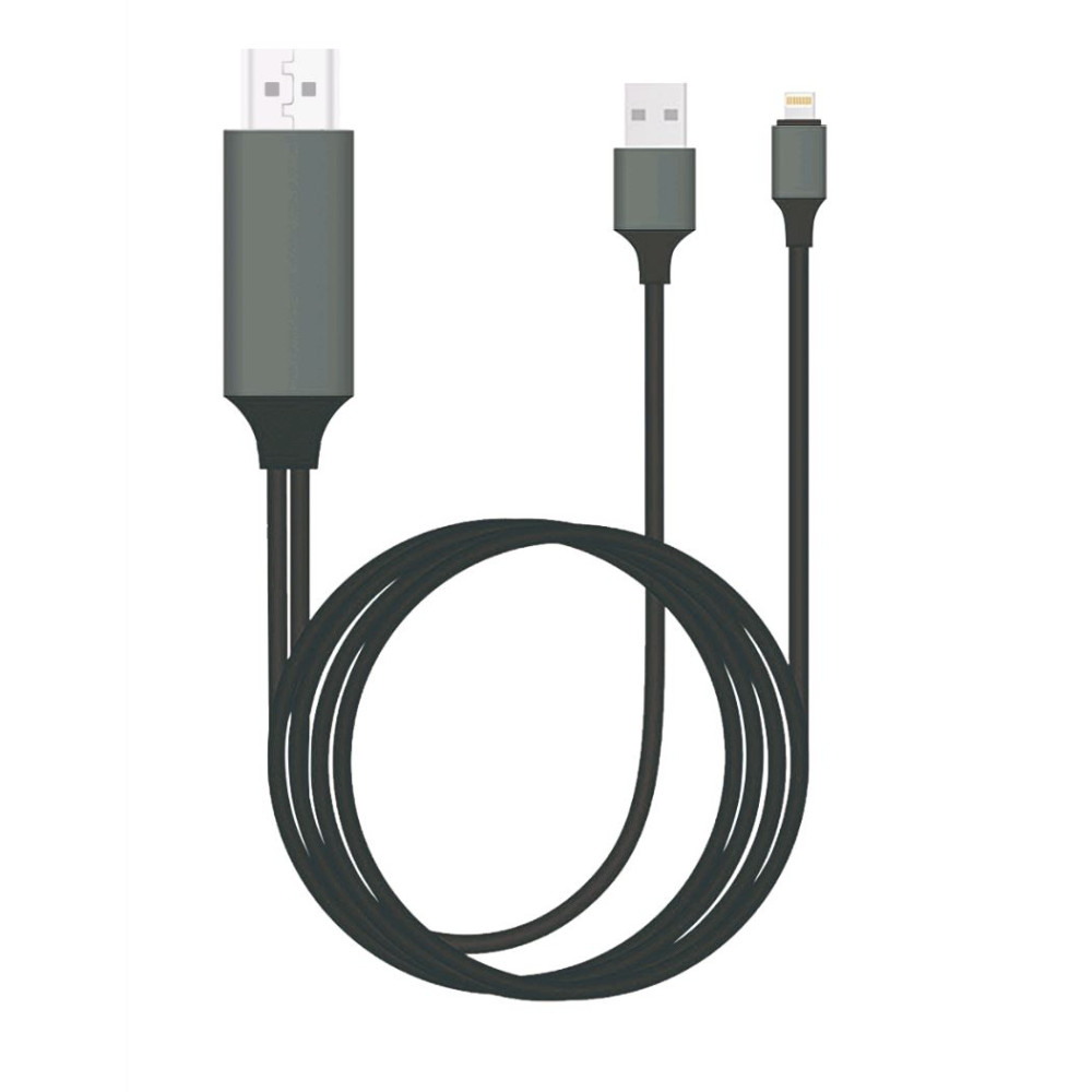 8ware GEN-CABLIGHTNINGTV-2 HDMI to Lightning 2m Cable for iPhone & iPad Plug & Play lightning device to HD TV or Monitor Retail Packaging - Image 1