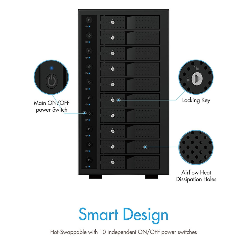 ICY BOX HDDICY3810C31 IB-3810-C31 SINGLE enclosure for 10x HDD with USB 3.1 (Gen 2) Type-C or Type-A interface - Image 5