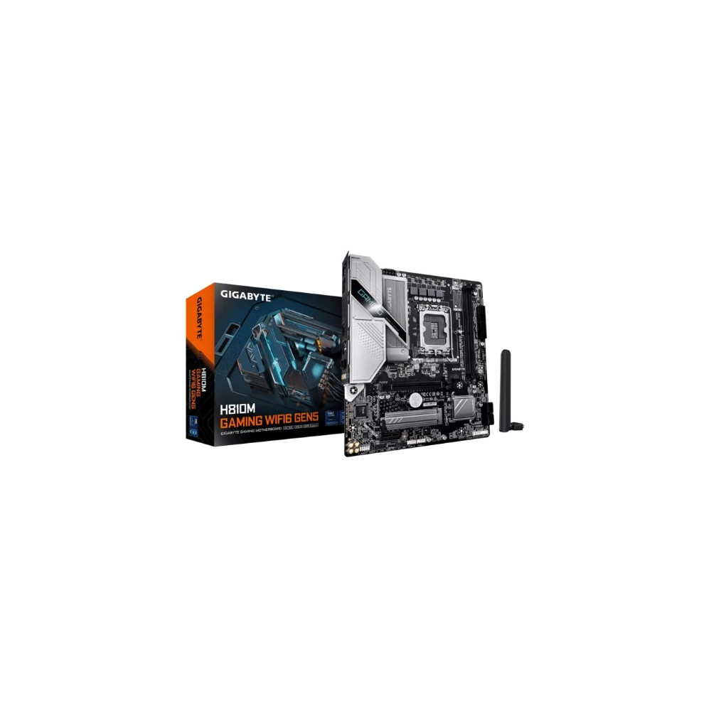 Gigabyte H810M G WIFI6 GEN5 1.0 H810M G WIFI6 GEN5 MB Intel LGA 1851 ATX Motherboard, 2x DDR5 ~128GB, 1x PCI-E x16, 1x PCI-E x1, 1x M.2, 4x SATA, 3x USB 3.2, 3x USB 2.0 - Image 1